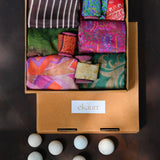 Ekaurr Wrap with Love handcrafted fabric gift wrapping set or furoshiki-style wrap in artisan Indian textile design, sustainable eco-friendly gift wrapping accessory for conscious gifting and festive occasions