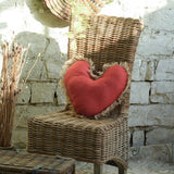 Ekaurr Wrapped in Love Handcrafted Heart Cushion heart-shaped cushion in warm fabric with a wrapped or layered textile composition made from upcycled materials, artisan gifting cushion for Valentine's Day and sentimental home decor
