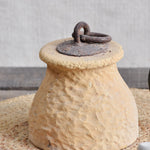 Ekaurr Yellow Stone Door Stopper hand-carved solid yellow stone with weathered metal ring, functional rustic decorative accent for farmhouse or eclectic interiors