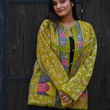 Ekaurr BIGDI Zesty Jacket handcrafted cotton jacket in a vibrant zesty citrus palette with a bold energetic character, artisan slow fashion outerwear for women from the BIGDI collection
