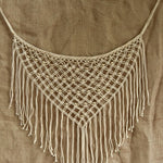Ekaurr Hand Knotted Macrame Wall Hanging handcrafted natural cotton rope macrame with intricate knotwork and fringe detailing, bohemian textile wall art for living rooms bedrooms and nature-inspired home interiors