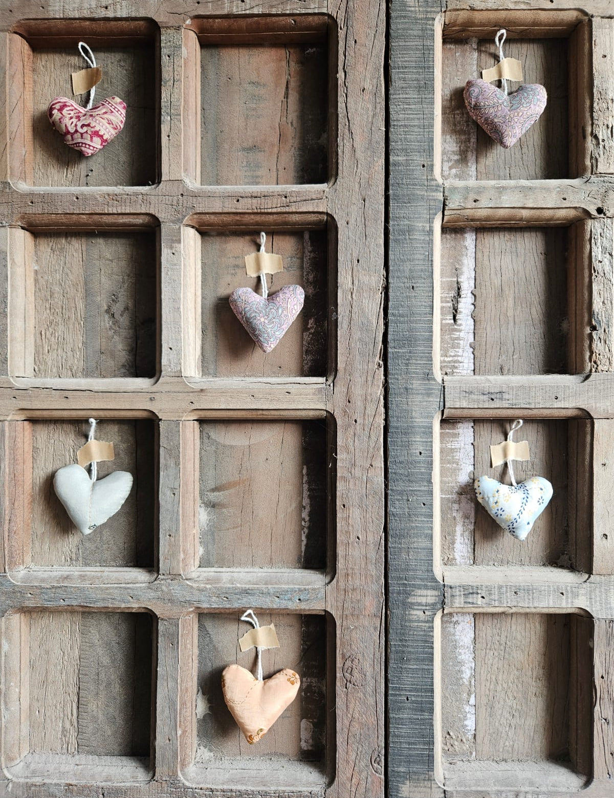 Ekaurr Heart Hangings handcrafted decorative hanging hearts in natural or painted wood with a rustic artisan finish, gifting and home decor accent for walls doors and Valentine's or festive styling