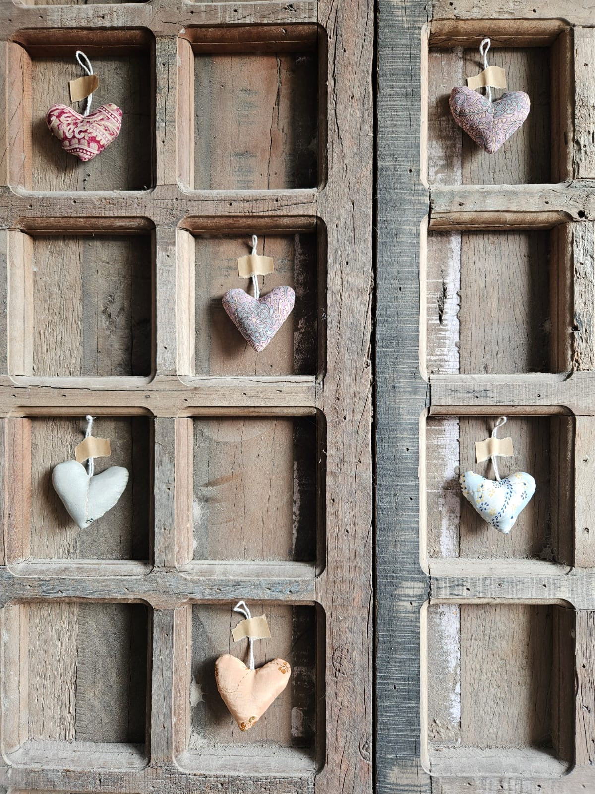 Ekaurr Heart Hangings handcrafted decorative hanging hearts in natural or painted wood with a rustic artisan finish, gifting and home decor accent for walls doors and Valentine's or festive styling