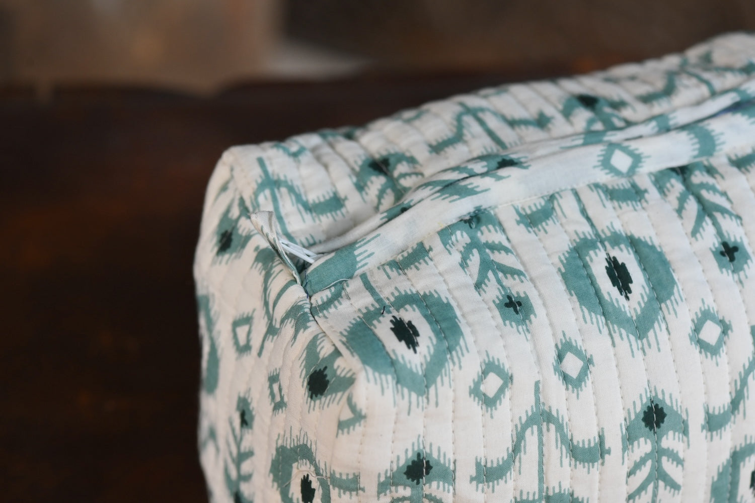 Ekaurr Mint Flora Pouch handcrafted fabric pouch in fresh mint green with floral folk embroidery or print detailing, artisan Indian textile accessory for gifting jewellery storage and everyday use