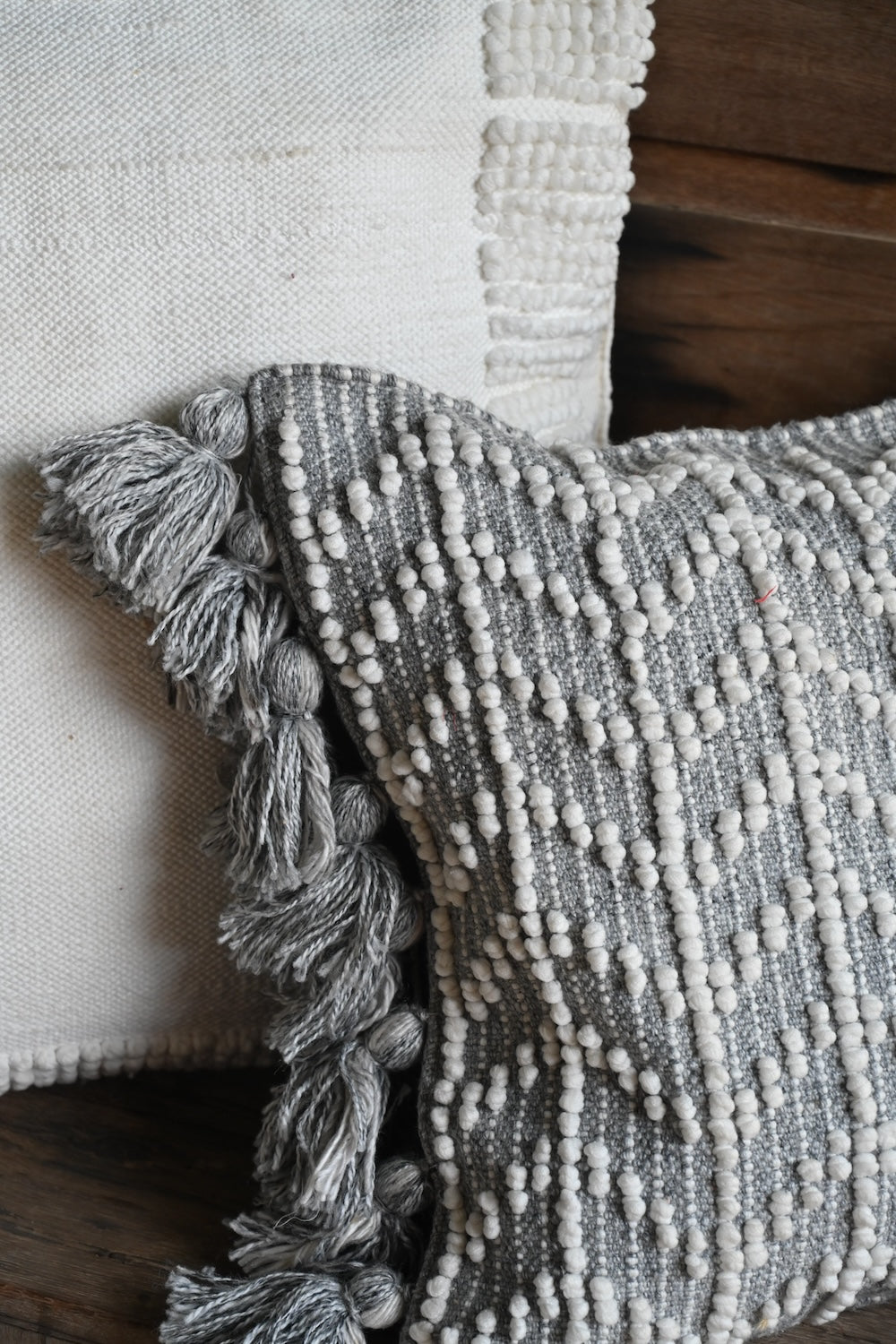 Ekaurr Monochrome Duo Cushion Cover handcrafted 18x18 inch cushion cover in a crisp black and white two-tone monochrome design, artisan textile accent for sofas and contemporary minimalist home styling