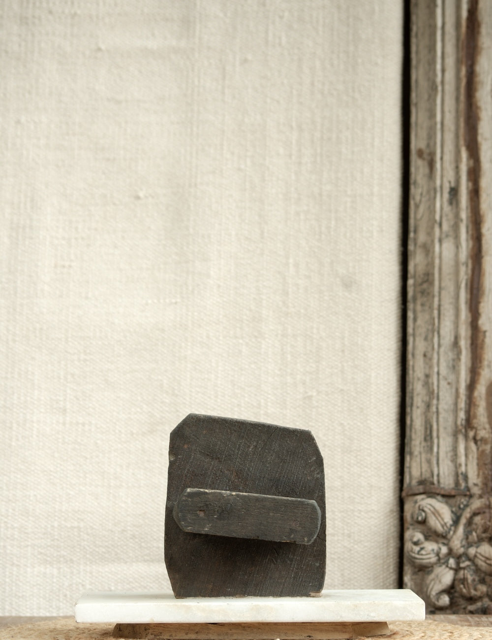 Paisley Print Block on Marble Base Decor vintage wooden textile print block with hand-carved paisley motif on a polished marble stand, artisan heritage collectible for home decor and gifting