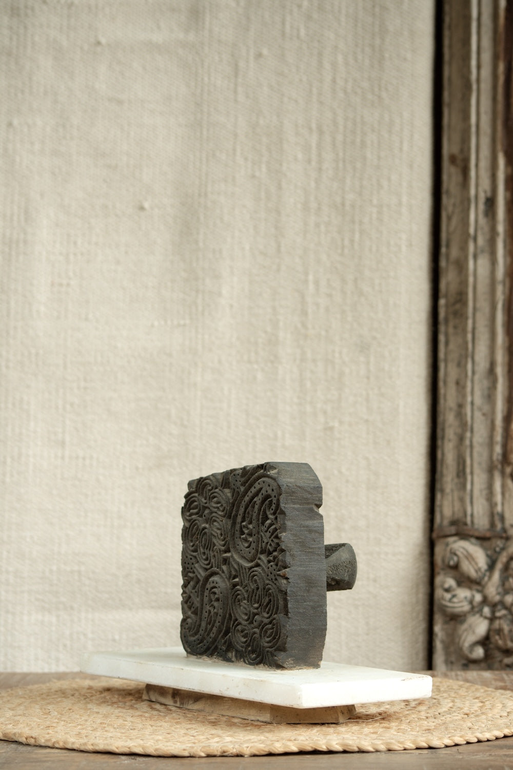 Ekaurr Paisley Print Block on Marble Base Decor.