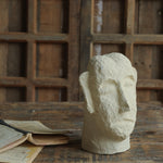 Ekaurr Paper Mache Face handcrafted paper mache sculptural face mask with earthy organic surface finish, artisan wall or shelf decor accent for contemporary and eclectic home interiors