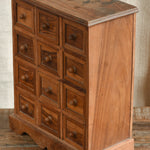 Ekaurr Reclaimed Wood Chest with 12 Drawers vintage distressed wood apothecary-style storage chest with individual small drawers, artisan rustic organiser for desks shelves and eclectic home styling