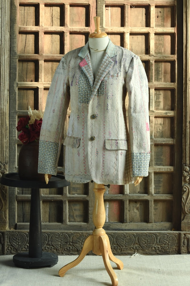 Ekaurr BIGDI The Artisan Edit Blazer cotton quilted blazer in a carefully curated artisan edit of hand-crafted textile panels, artisan slow fashion statement outerwear for women from the BIGDI Blazers Coats and Robes collection