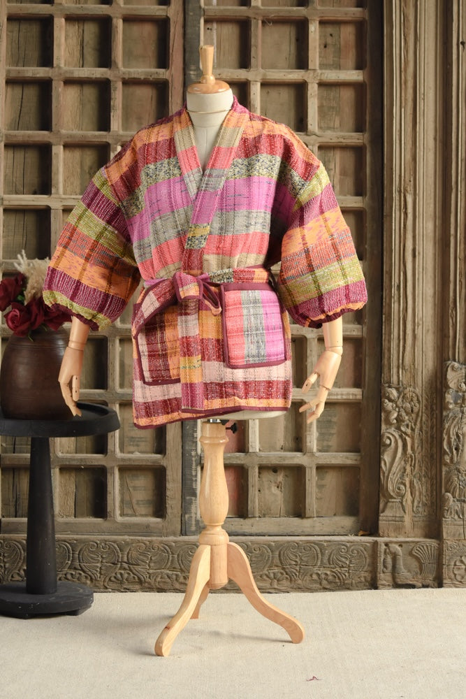 Ekaurr BIGDI The Artisan Hue Robe cotton open robe in a curated artisan palette of warm earthy hues with hand-dye or print detailing, artisan slow fashion layering piece for women from the BIGDI collection