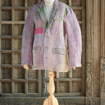 Ekaurr BIGDI The Slow Stitch Blazer handcrafted blazer celebrating visible hand-stitching in the slow fashion tradition with a folk kantha or embroidered surface, artisan conscious outerwear for women from the BIGDI collection