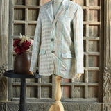 Ekaurr BIGDI The Threaded Stories Blazer handcrafted blazer with a kantha or layered thread narrative surface in multicolour folk textile panels, artisan slow fashion statement outerwear for women from the BIGDI collection