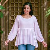 Ekaurr BIGDI Veda Flow Cotton Top finest cotton summer top with a fluid flowing silhouette and soft Veda-inspired pastel tone, artisan slow fashion top for women from the BIGDI summer pastel collection