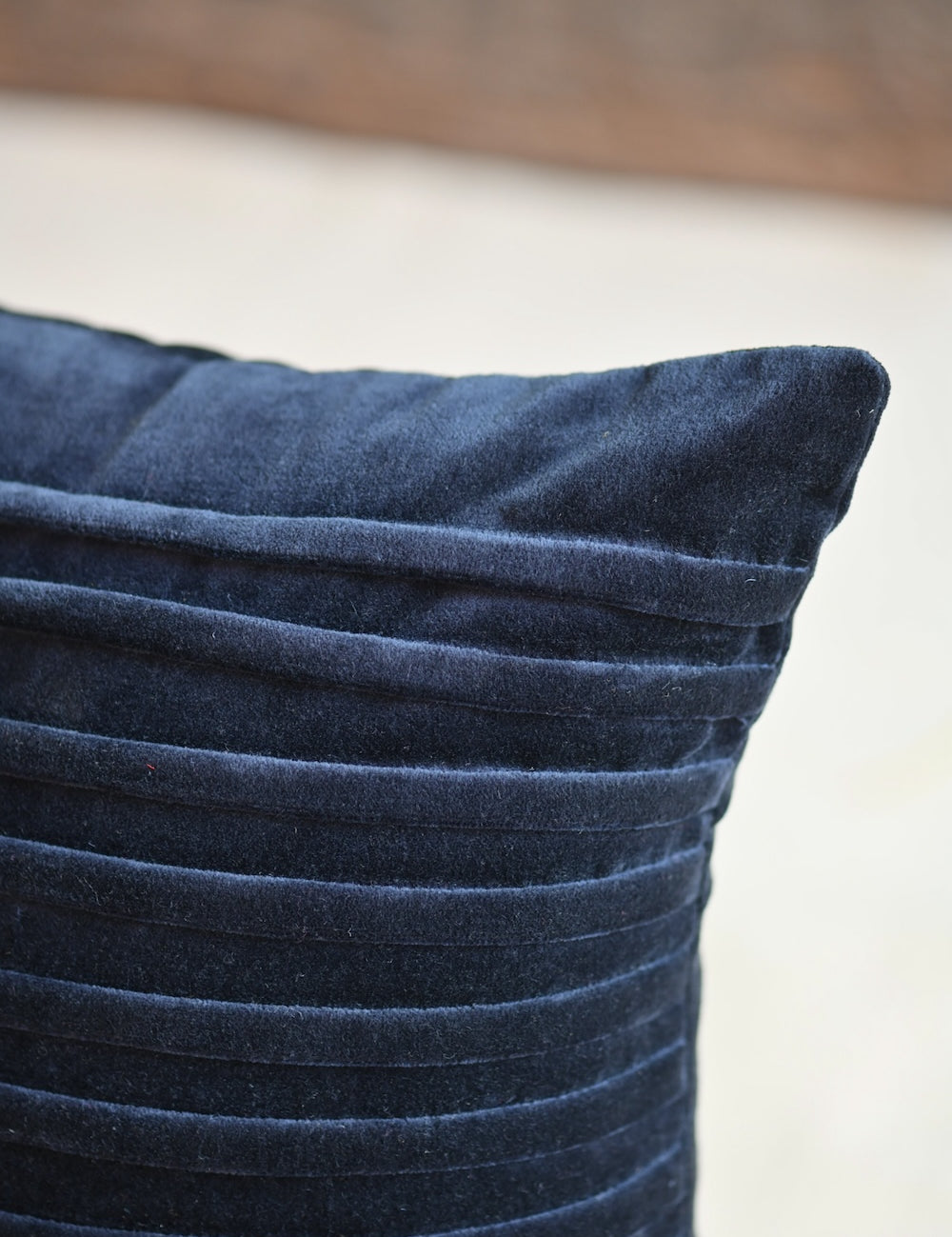 Ekaurr Velvet Tux Cushion Cover 18x18 inch velvet cushion cover with a smart tuxedo-inspired structured panel design, luxurious artisan textile accent for sofas and contemporary home styling