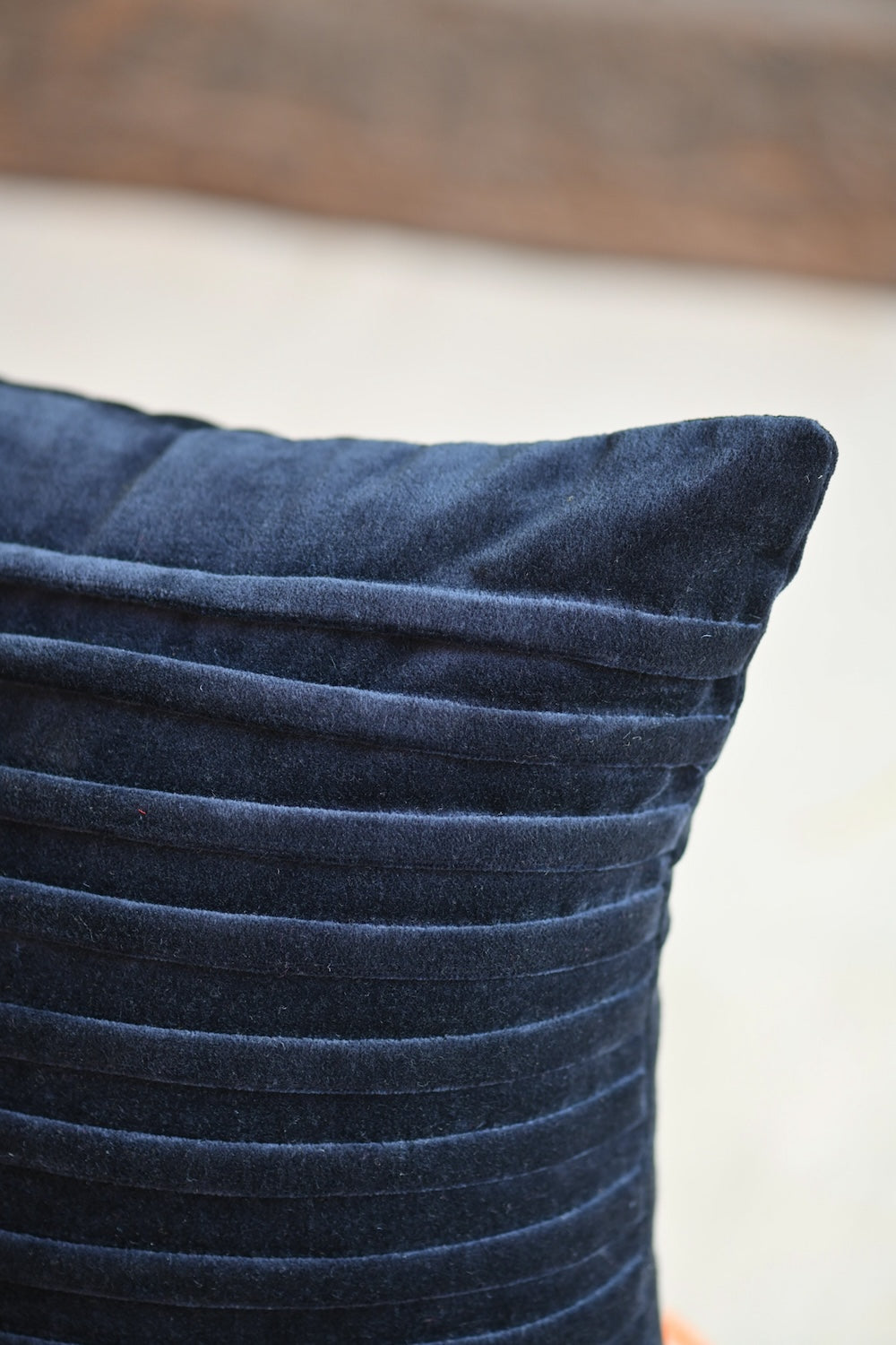 Ekaurr Velvet Tux Cushion Cover 18x18 inch velvet cushion cover with a smart tuxedo-inspired structured panel design, luxurious artisan textile accent for sofas and contemporary home styling