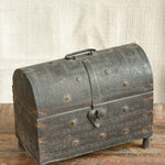 Ekaurr Vintage Iron Chest aged antique metal storage chest with rusted patina and traditional latch detailing, heritage found collectible for entryways shelves or use as a statement accent table