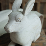 Ekaurr Whitewashed Wooden Rabbit handcrafted reclaimed wood rabbit figurine with a soft whitewashed finish, rustic artisan animal home decor for shelves gifting and seasonal styling