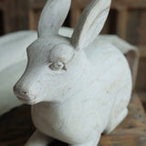 Ekaurr Whitewashed Wooden Rabbit handcrafted reclaimed wood rabbit figurine with a soft whitewashed finish, rustic artisan animal home decor for shelves gifting and seasonal styling